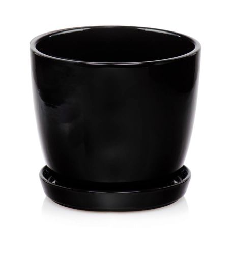 Donica ceramiczna z podstawkiem czarna  Amsterdam 20x18 cm