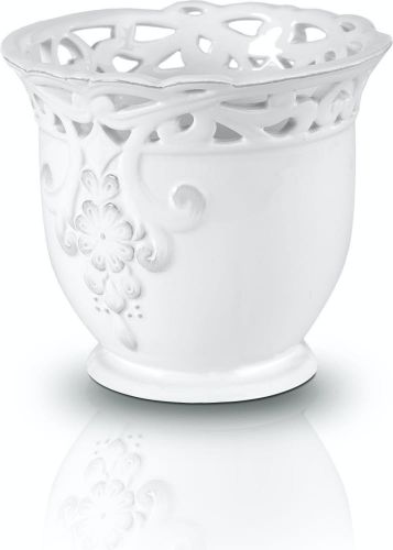 Doniczka ceramiczna biała ażurowa Lisbon 13cmx11cm