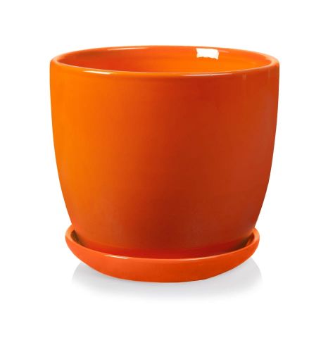 Donica ceramiczna z podstawkiem pomarańczowa Amsterdam 15x14 cm