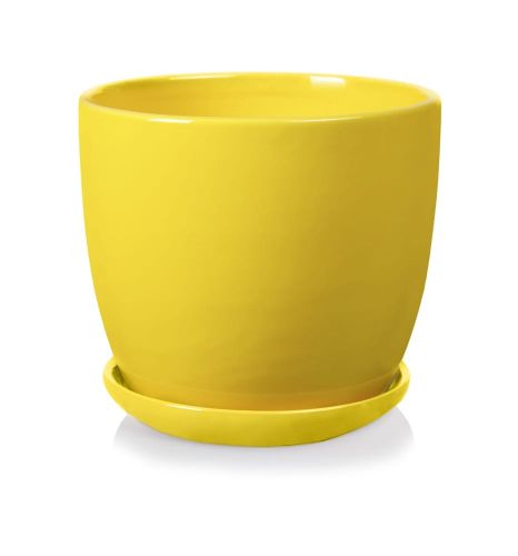 Donica ceramiczna z podstawkiem żółta Amsterdam 15x14 cm