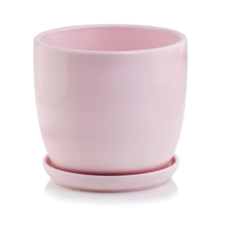 Donica ceramiczna z podstawkiem różowa Amsterdam 20x18 cm