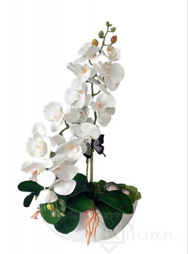 Kompozycja sztuczny Storczyk orchidea bialy