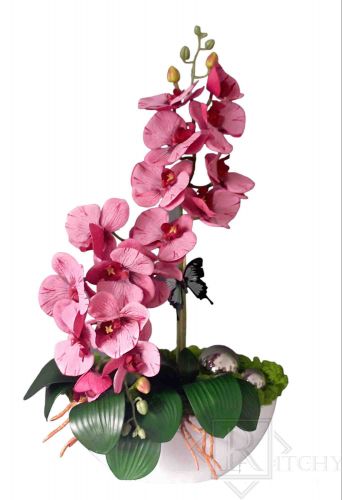 Kompozycja sztuczny Storczyk orchidea czerwony