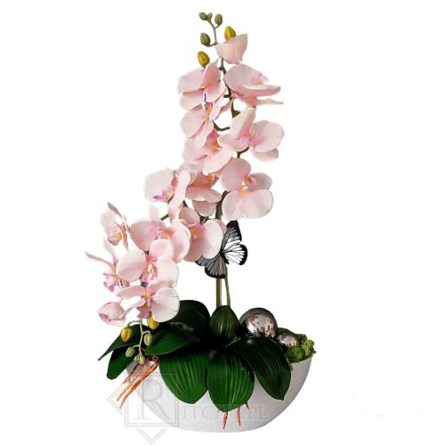 Kompozycja sztuczny Storczyk orchidea pudrowy róż