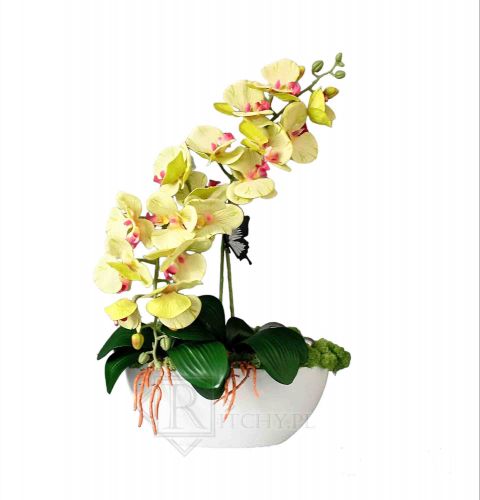 Kompozycja sztuczny Storczyk orchidea limonkowy