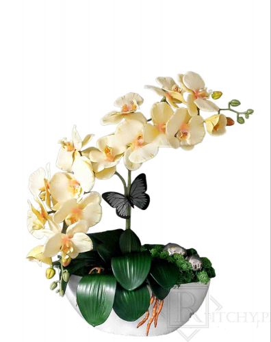 Kompozycja sztuczny Storczyk orchidea Zółty