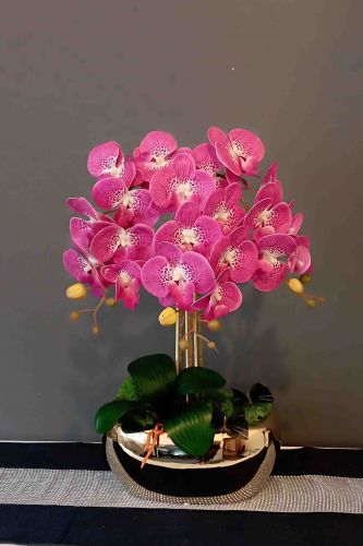 Storczyk sztuczny silikonowy różowy kompozycja Glamour